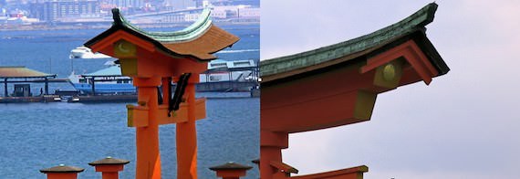 厳島神社 大鳥居の太陽と月