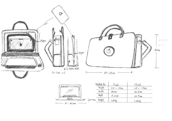 MacBook Air バッグ スケッチ２